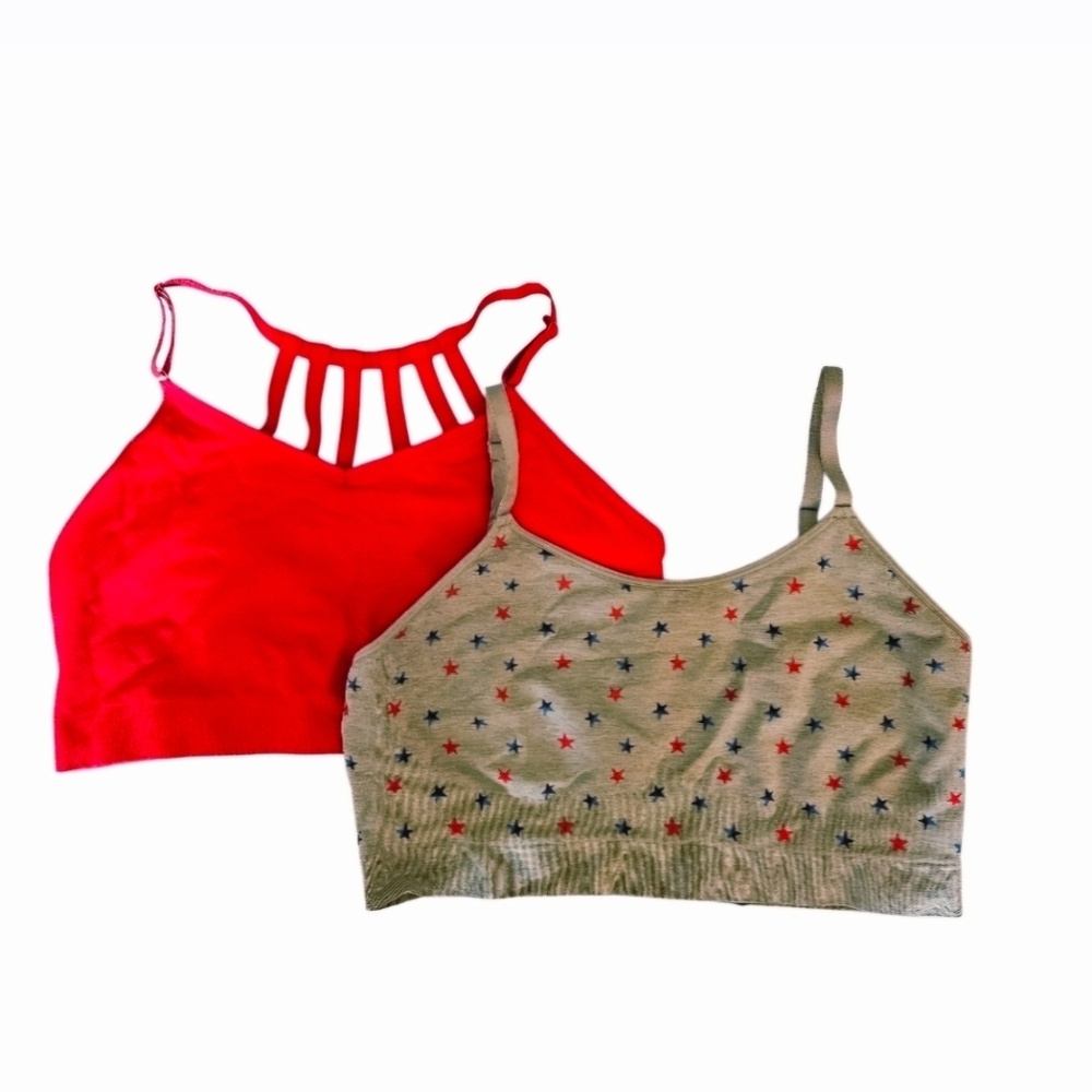 Cacique By Lane Bryant Red Gray Stars Americana Bralette Bundle, Size 18/20